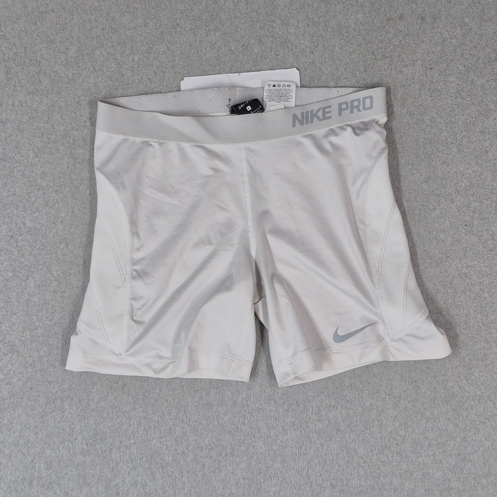 Nike Women Activewear Shorts L White Compression Biker Dri-Fit Nike Pro